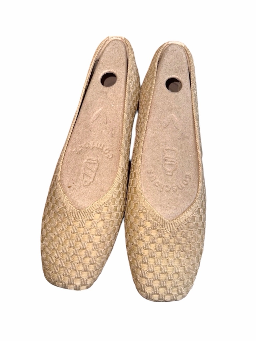 VIVAIA Margot 2.0 Tan Woven Flats Comfortable Knit Ballet Shoes EU/41.5 US/10